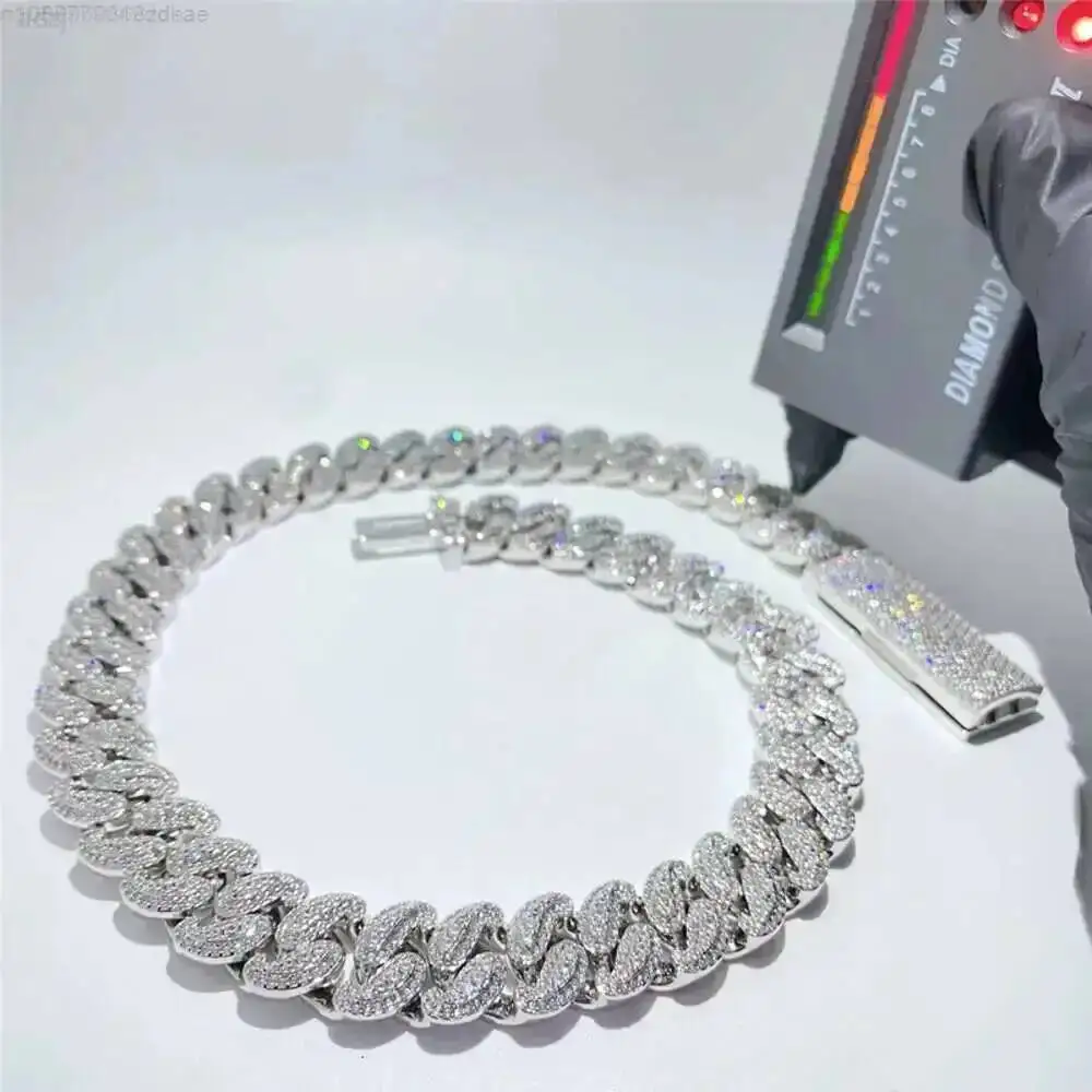 

Пользовательский Big Guy Vvs Diamond Heavy Miami Cuban Link Chain Iced Out 925 Solid Silver Хип-Хоп Мужские Ювелирные Изделия Кубинское Ожерелье Браслет