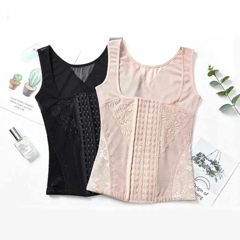 

Tummy Control Slimming Body Shaper Push Up Vest Lace Trimmer Camisole Plus Size Front Buckle Thin Compression Shapewear Sport