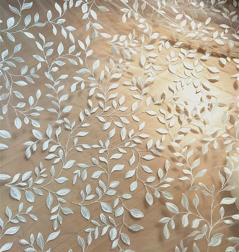 High-Grade Embroidery Fabric for Wedding Dress, Children\'s Skirt Cloth, DIY Handmade Leaf Accessories, RS823