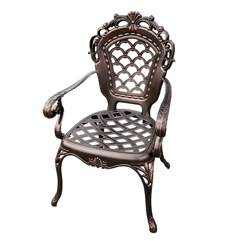 New Evane Cast Aluminum Chair Rust-Resistant Metal Chairs  Courtyard Garden Hotel Urniture Terrace Waterproof Patio Metal Chair