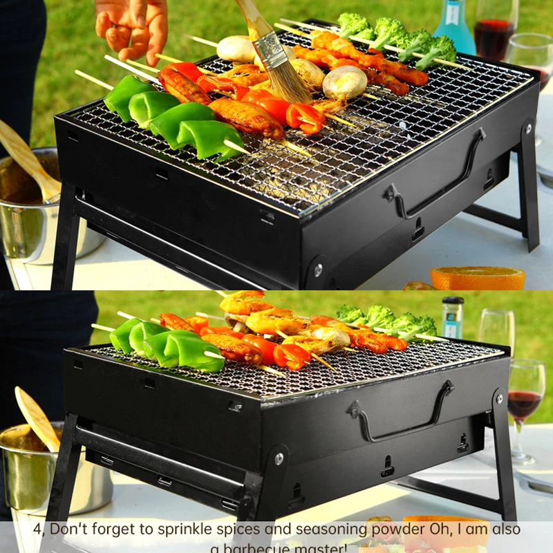 

Camping Folding BBQ Grill Charcoal BBQ Outdoor Garden Portable Charcoal Stove Lightweight BBQs Tools Accessories