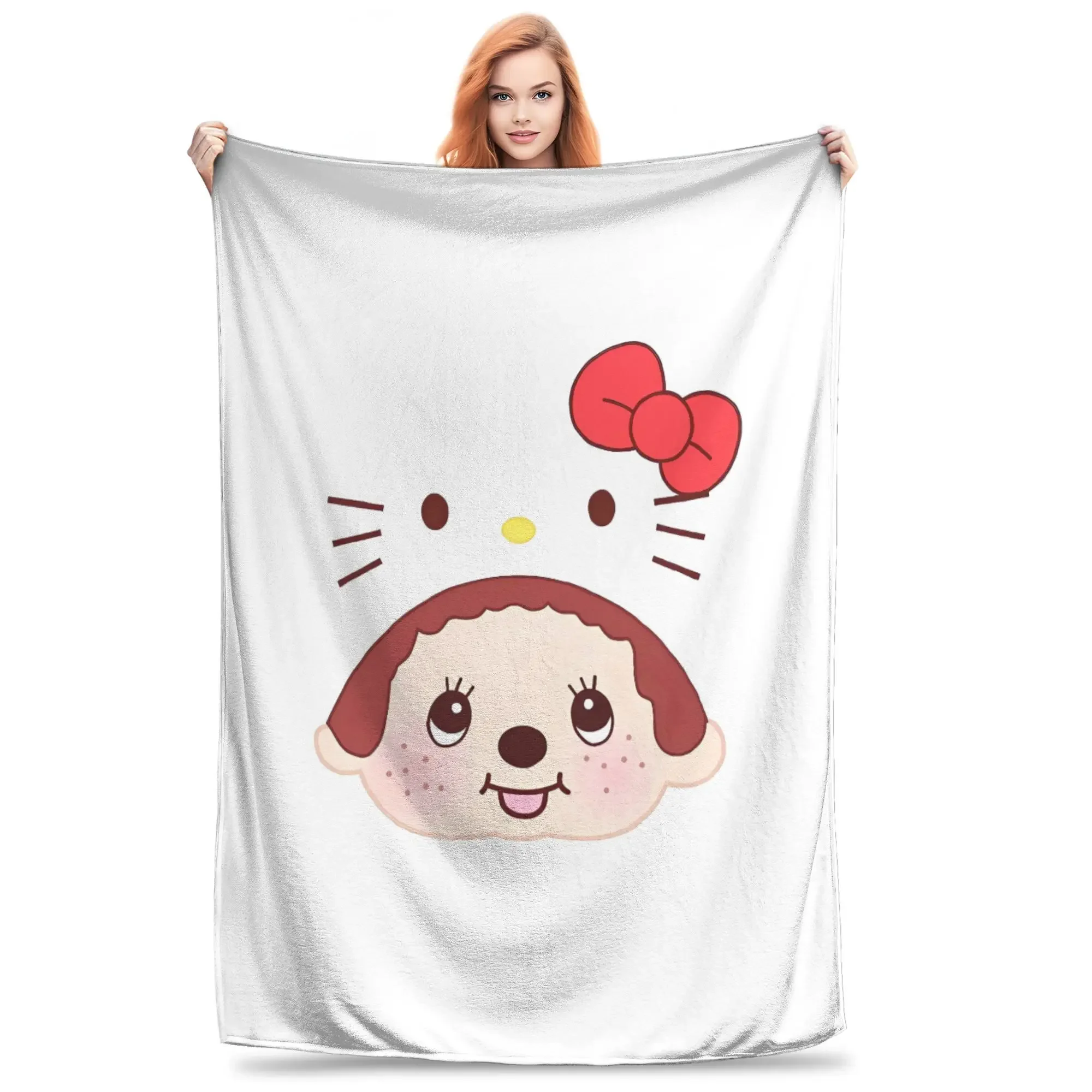 Monchhichis Warm Plush Throw Blanket for Students  Comfortable Flannel Bedspread Perfect for Sofa Bed and Outdoor Use