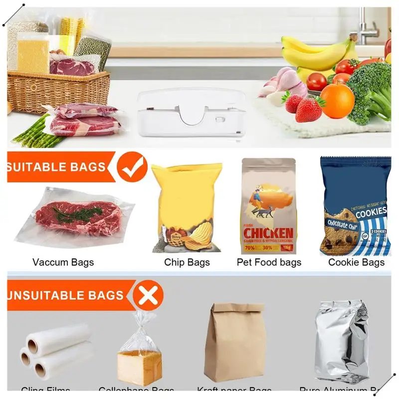 Rechargeable Mini Bag Sealer With Cutter For Chip Bags Portable Food Storage Snacks Freshness