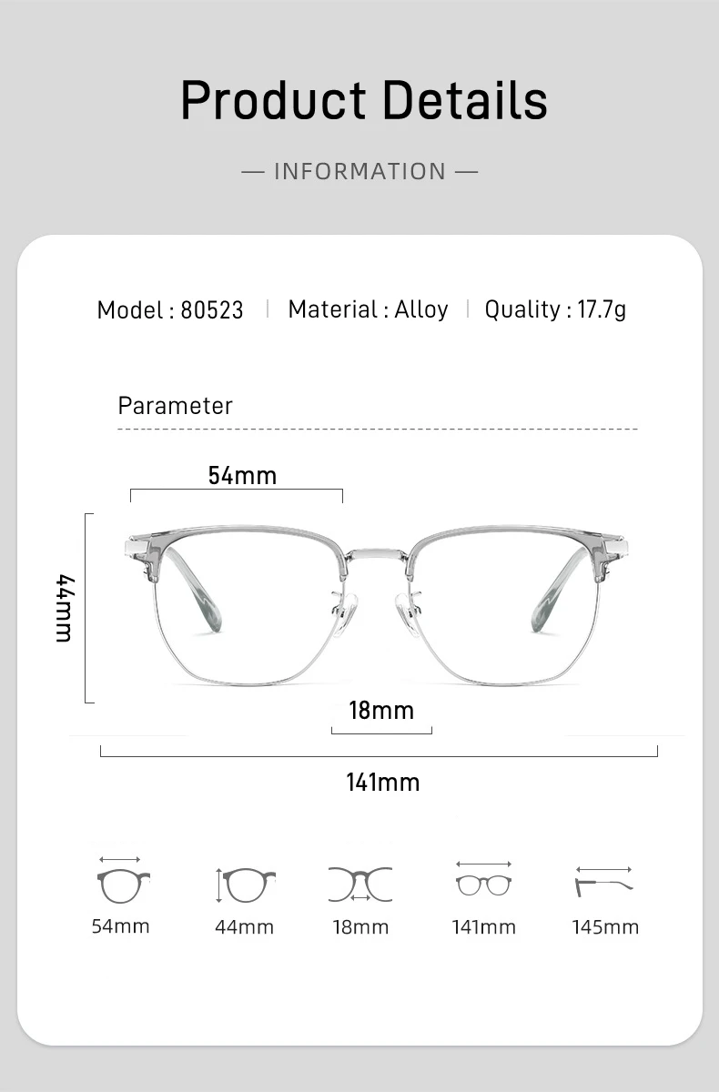 80523 Hochwertige Retro-Lesebrille mit großem Rahmen für Herren, Computer-Anti-Blaulicht-Brille, professionell anpassbare Presbyopie-Brille – Detail 5
