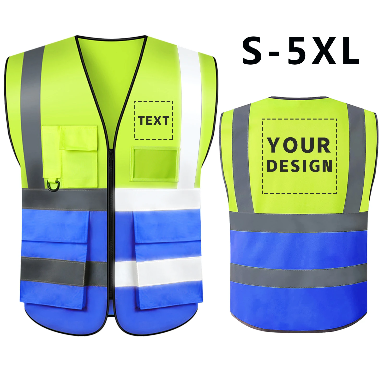 High Visibility Reflective Safety Vest Fabric Large Pocket Construction Worker Work Clothes Night Riding Reflective Vest