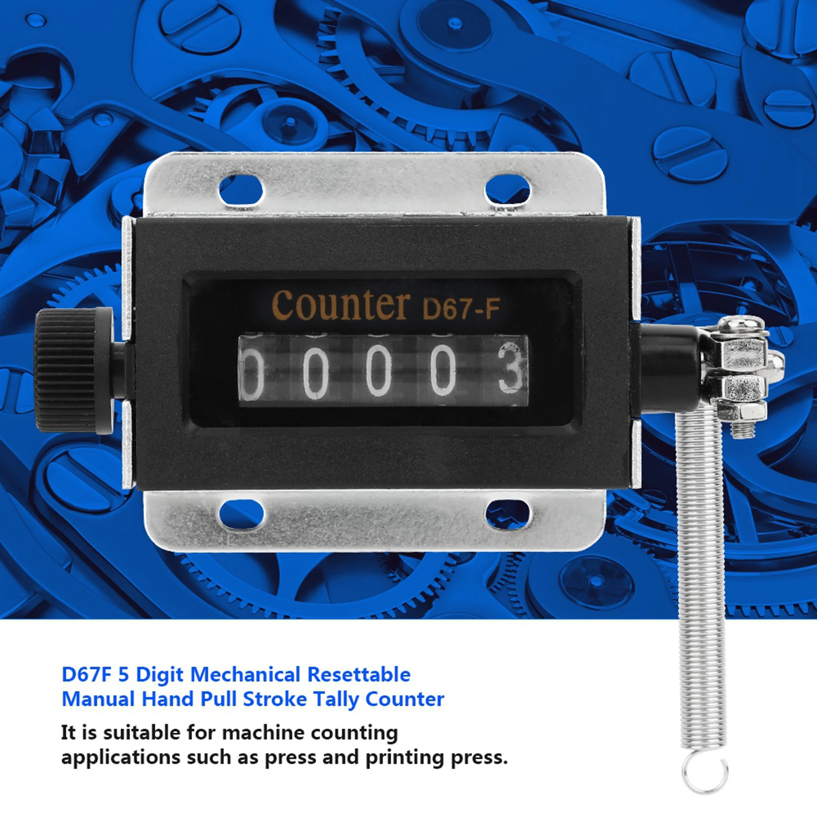 Resettable Mechanical Counter Pull Stroke Tally Counter D67F 5 Digit Mechanical Resettable Manual Hand Pull Stroke Tally Counter