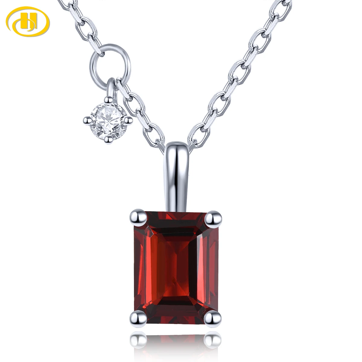 Natural Mozambique Red Garnet Sterling Silver Pendant 1.8 Carats Bright Color Gemstone Classic Fine Jewelry S925 Original Design