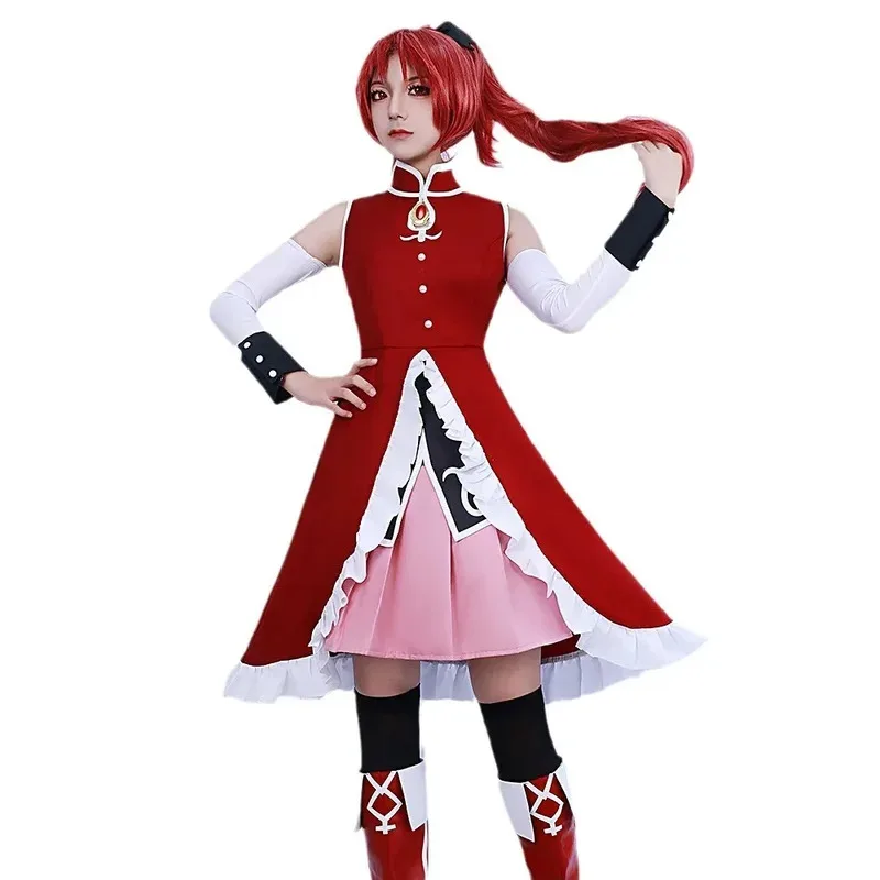 أزياء Puella Magi Madoka Magica Sakura Kyoko التأثيرية لعب الأدوار فستان كوميك كون حفلة الهالوماس مع شعر مستعار دعامة أنيمي