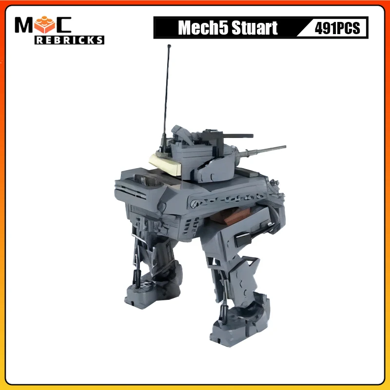 MOC Building Blocks Military Army Walker Tank Mech5 Stuart Humanoid Armored Vehicle High-tech Bricks Model Kid‘s Creative Toys