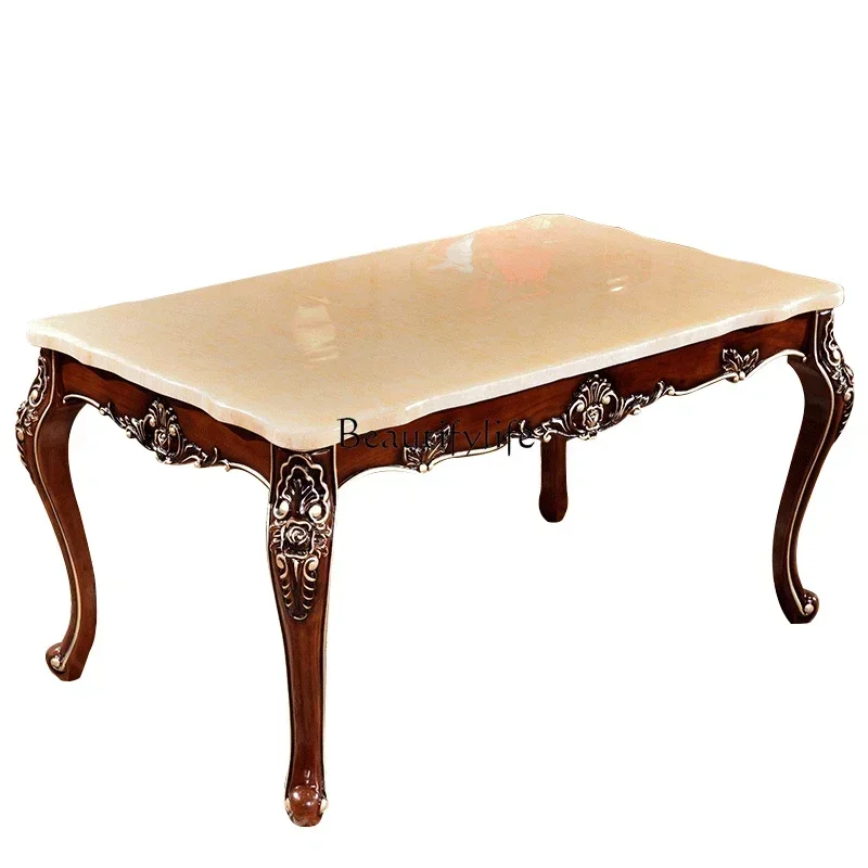 NEW All solid wood European dining table marble modern square table rectangular dining table
