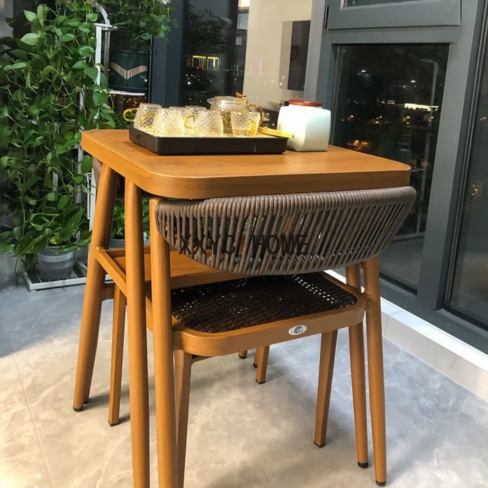 Purple Leaf Balcony Small Table and Chair Minimalist Vine Chair Three piece Combination Small House Type Leisure Internet Celebr