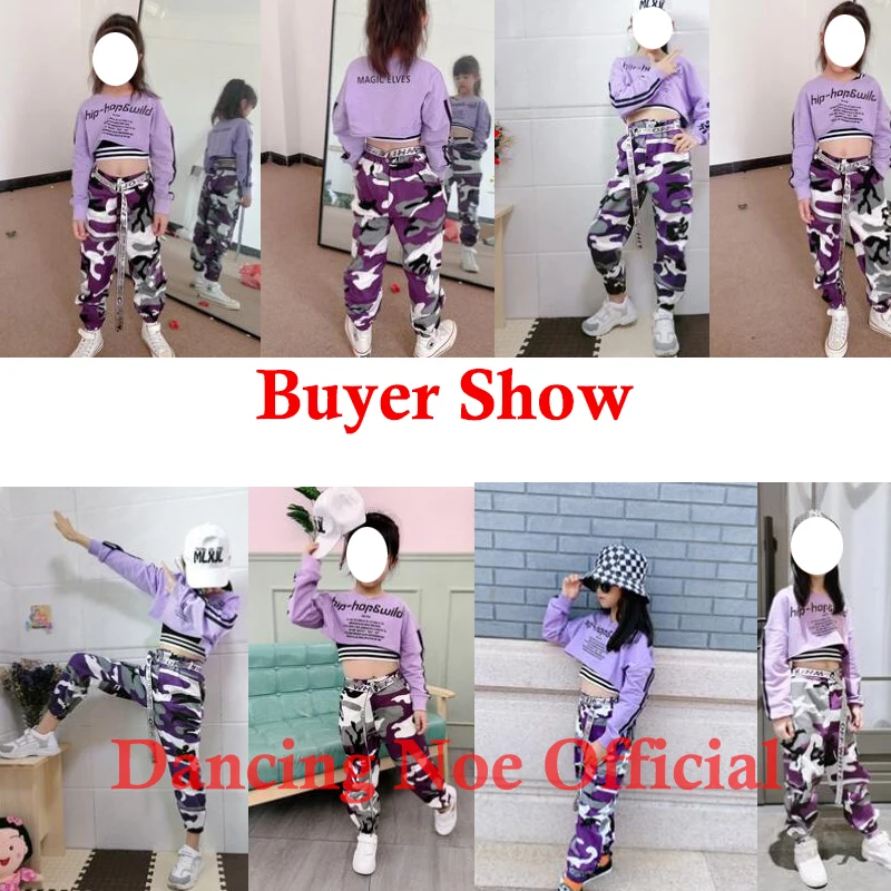 Pants Set Ballroom Dancewear Stage Rave Clothing Girls Jazz Street Dance Children Hip Hop Clothes Costume Kids Leopard