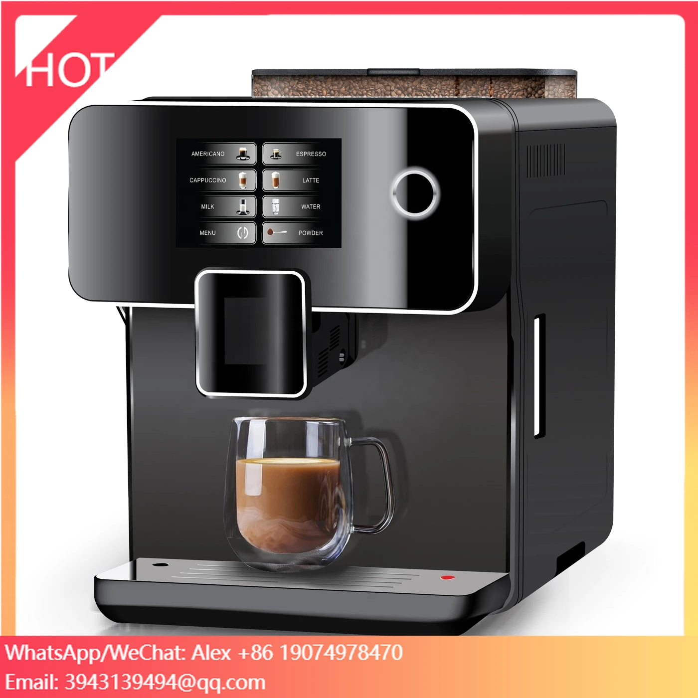 

Italian Professional Expresso Commercial Fully Automatic Espresso Coffee Machine Maker With Grinder