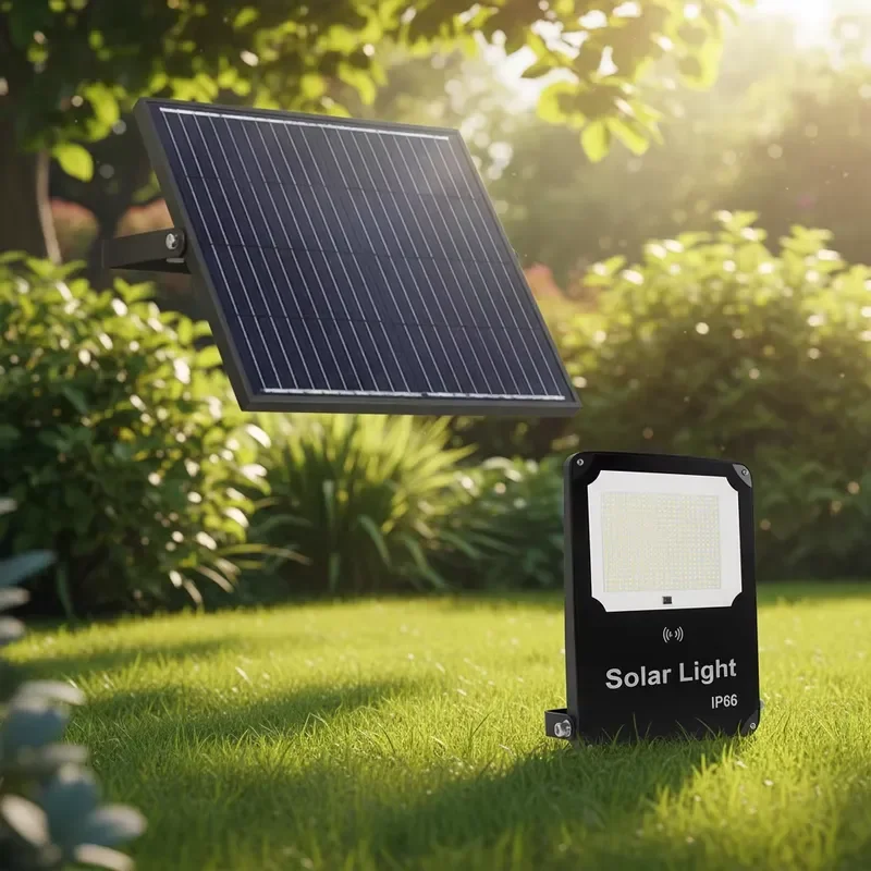 60W IP66 Waterproof Aluminum Solar Flood Light Outdoor 5400LM LED Remote Control Adjustable 6000K Daylight 120 Beam Angle