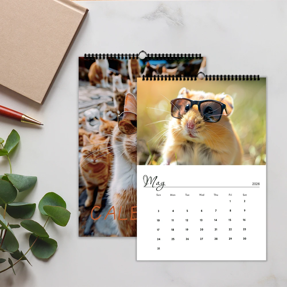 1 шт. настенный календарь на 2026 год, абстрактная коллекция животных, 12 красивых дизайнов, идеальный подарок на дни рождения, Рождество, Новый год