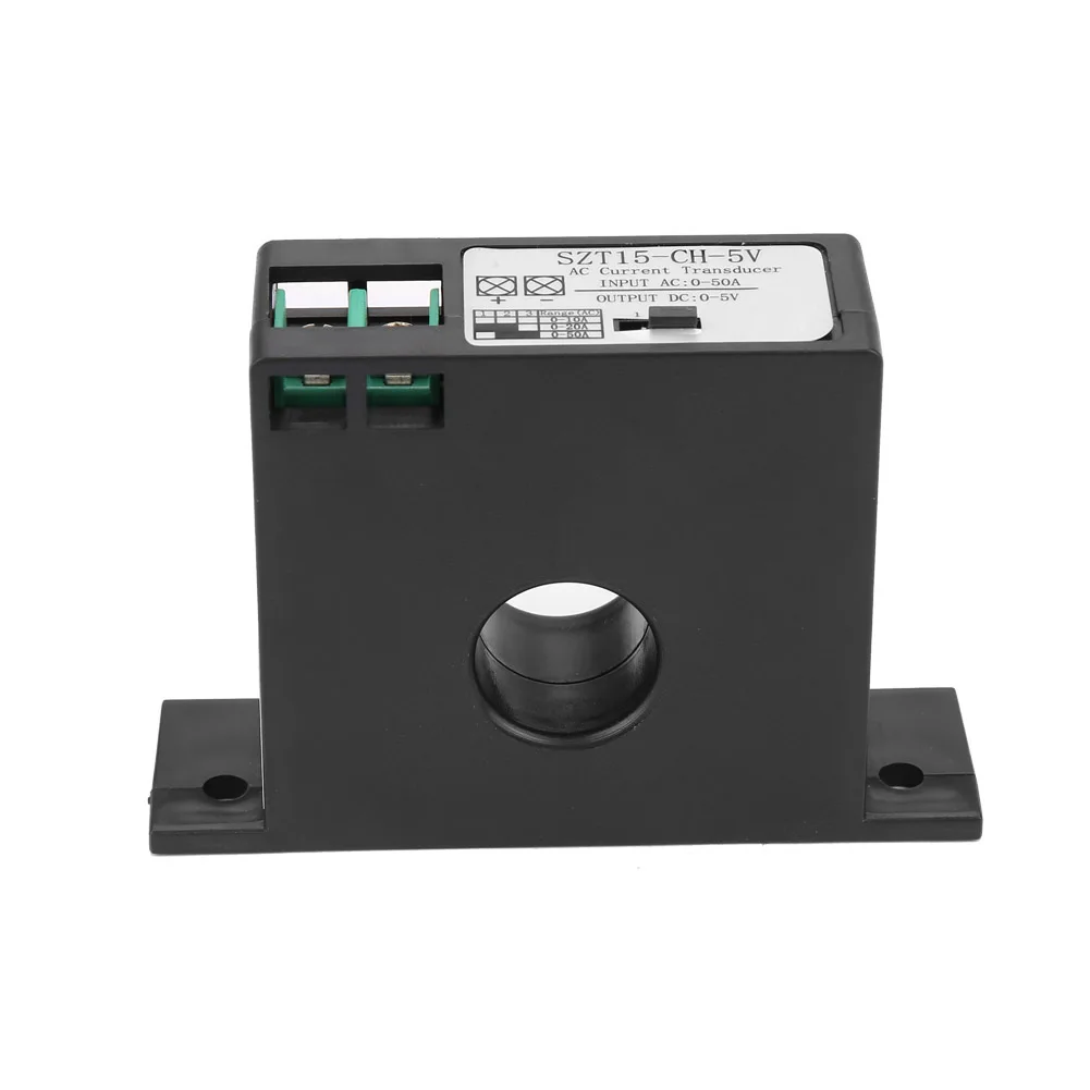 

AC Current Transducer Transmitter Current Mutual Inductor AC 0-50A to 0-5V SZT15-CH-5V AC Current Transmitter SZT15-CH-5V