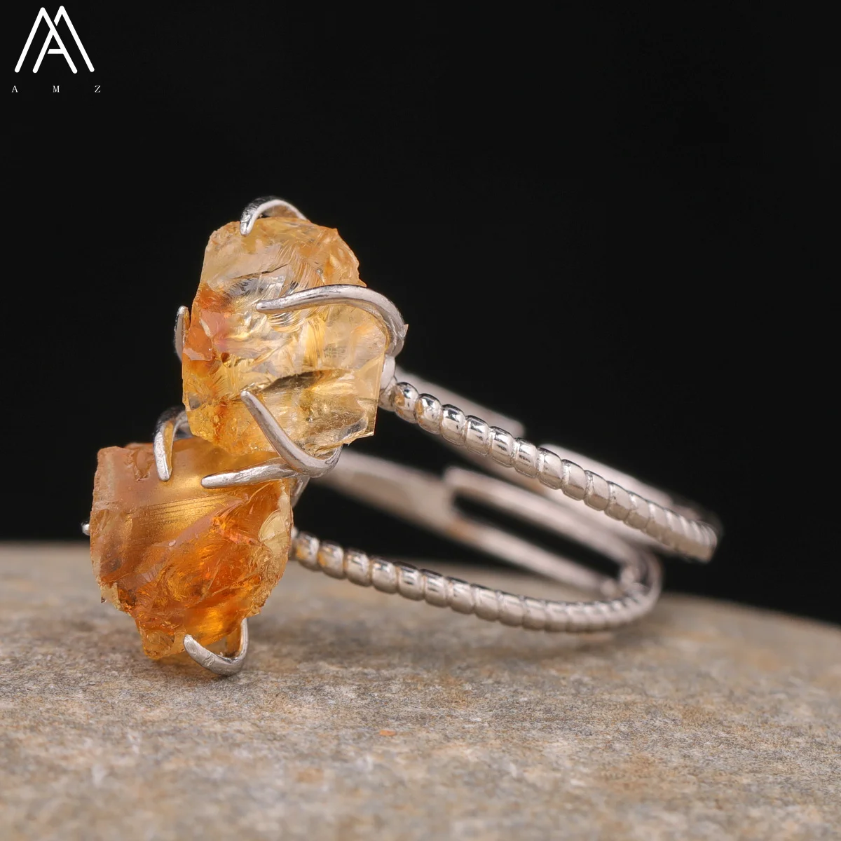 Classic Women Labradorite Stone Claw Finger Rings Exquisite Women Citrine Amethyst Crystal Adjustable Ring Fashion Jewelry Gifts