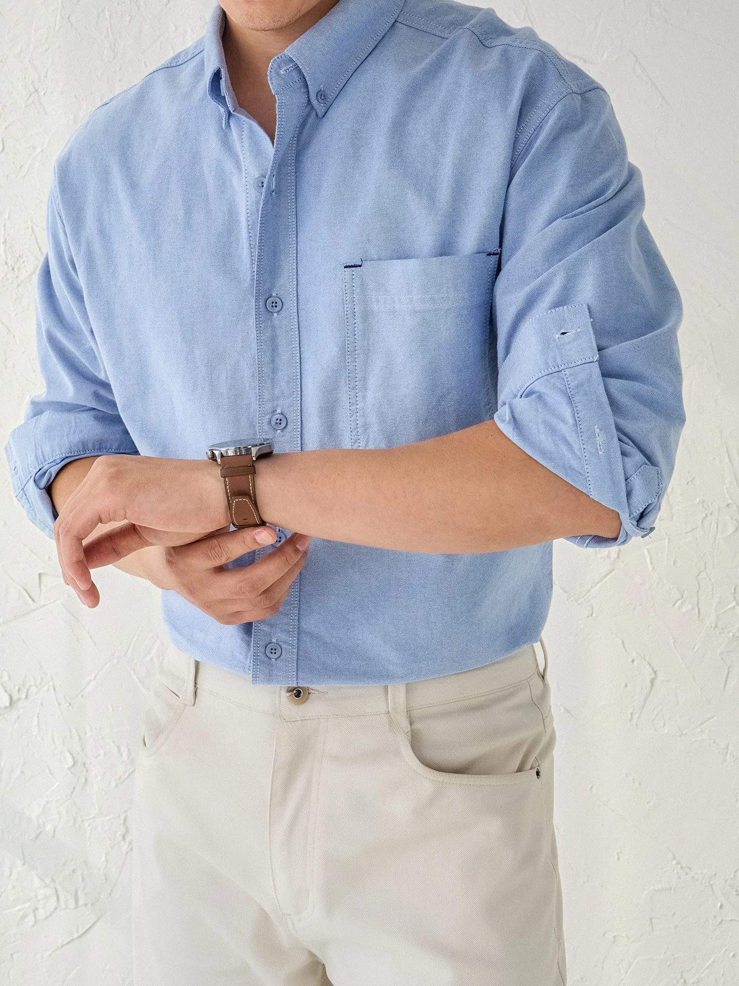 Camisa de Manga Larga de Tela  - Oxford Cotton Casual Shirt Business reseña y precio