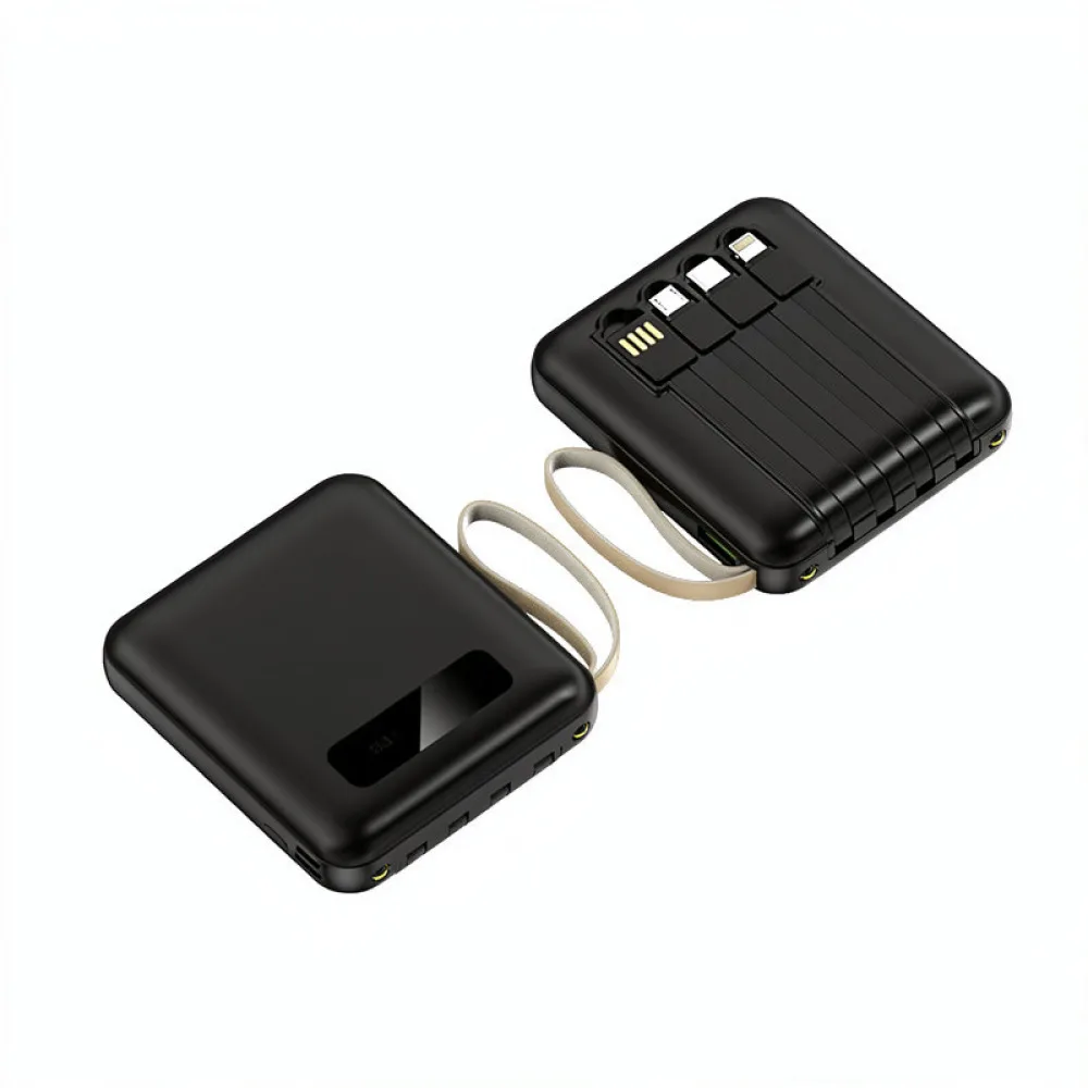 Slim Portable Charger Integrated Charging Cable Small External Battery Pack Mobile Power Supply For Daily Travel