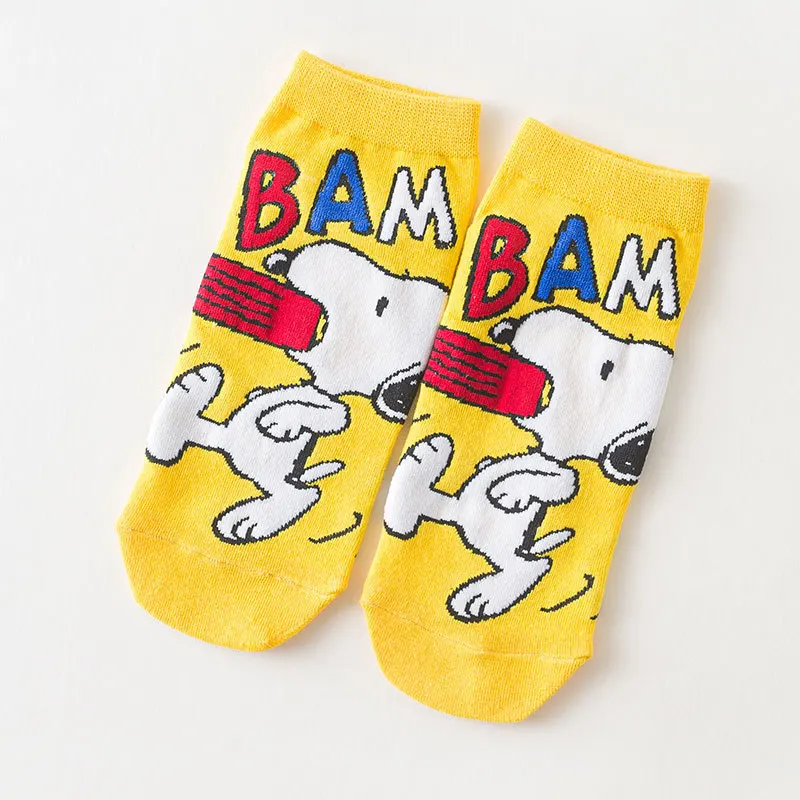 Anime Cartoon Snoopy Socks for Women Japanese Kawaii Puppy Straight Short Socks Y2k Girls Kids Students Loose Soft Boat Socks