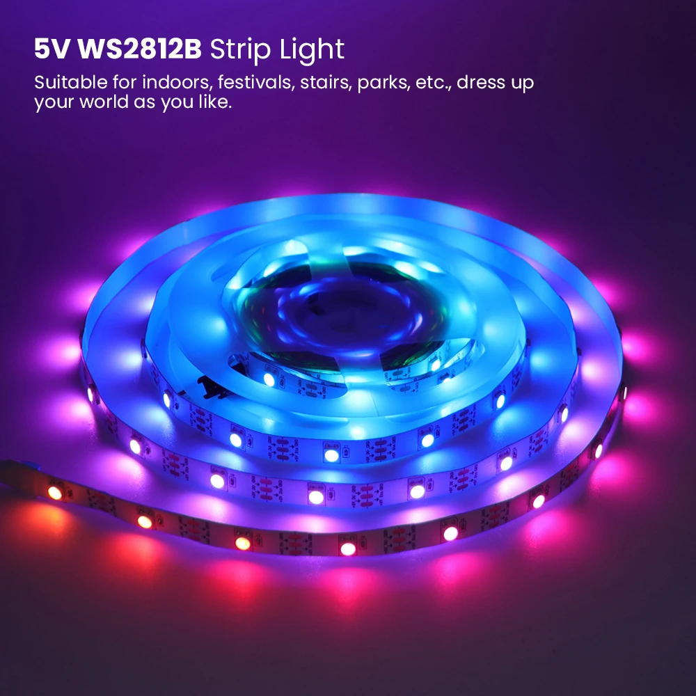 

DC 5V WS2812B LED Strip 30/60/144 Leds/m Smart Led Pixel Strip 5050 Rgb Built-in WS2812 IC Waterproof Deam Color LED Light