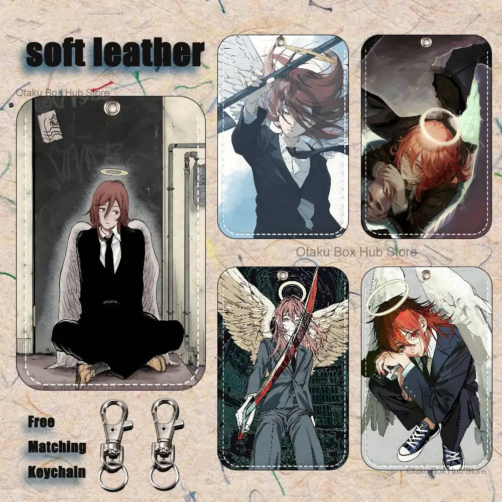 

Anime Angel D-Devil Pattern 1Pc PU Leather Card Holder Keychain Key Ring Door Lock Access Tags ID Card Case Keychain Card