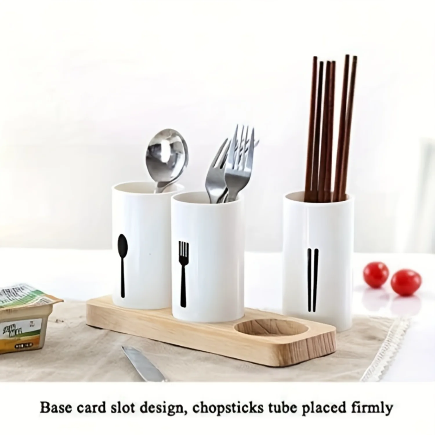 

Multi-functional Plastic Kitchen Utensil Box with Detachable 3-grid Cutlery Holder - Kitchen Counter Organizer