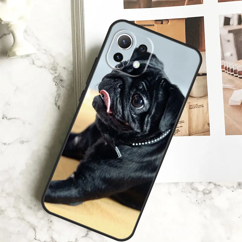 Cute Black Pug Dog Case For Xiaomi 14 Pro 13 Ultra 11T 12T 13T 12 Lite POCO X6 Pro M6 X3 X4 X5 M5s F3 F5 Cover