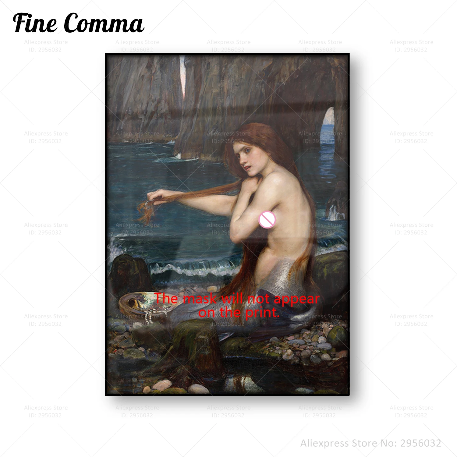 A Mermaid John William Waterhouse Poster Vintage Painting Reproduction Canvas Print Wall Art Painting Home Decoration Decor Gift