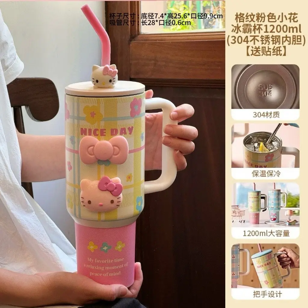 

Новая изолированная бутылка Hellokitty 304 из нержавеющей стали, 1200 мл, розовая, синяя, сетка, кофейная чашка, холодный и горячий стакан, термобутылка для воды, кружка в подарок