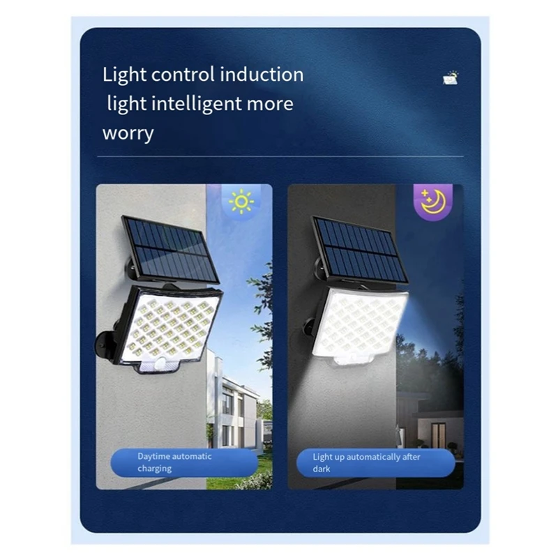 Lampu tenaga surya LED, lampu tenaga surya untuk di luar ruangan 160 Sensor gerakan tahan air 3 mode lampu bertenaga surya terpisah