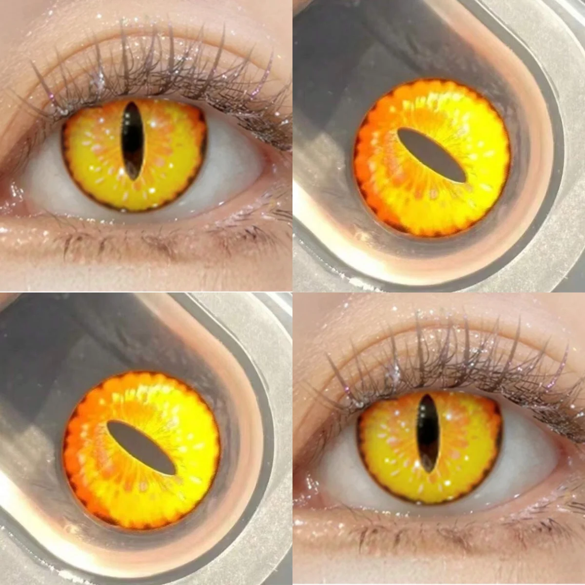 VISUASHOW Halbjährliche gelbe Myopie-Farbkontaktlinsen mit Sehstärke, Halloween-Farbkontaktlinsen, Drachenaugen-Make-up, weiche Linse – Detail 2
