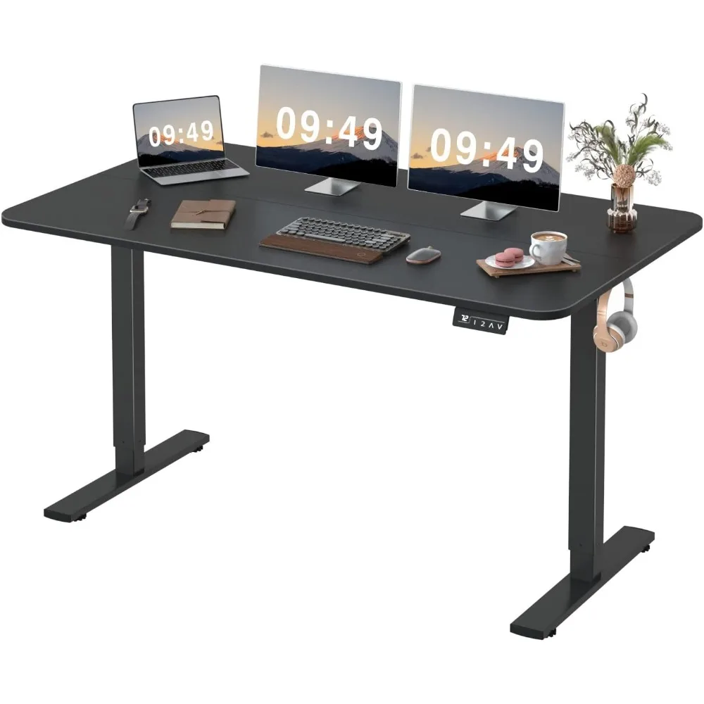 Electric Height Adjustable Standing Desk Large 55 X 24 Inches Sit Stand Up Desks Home Office Computer Desks Memory Preset, Desk