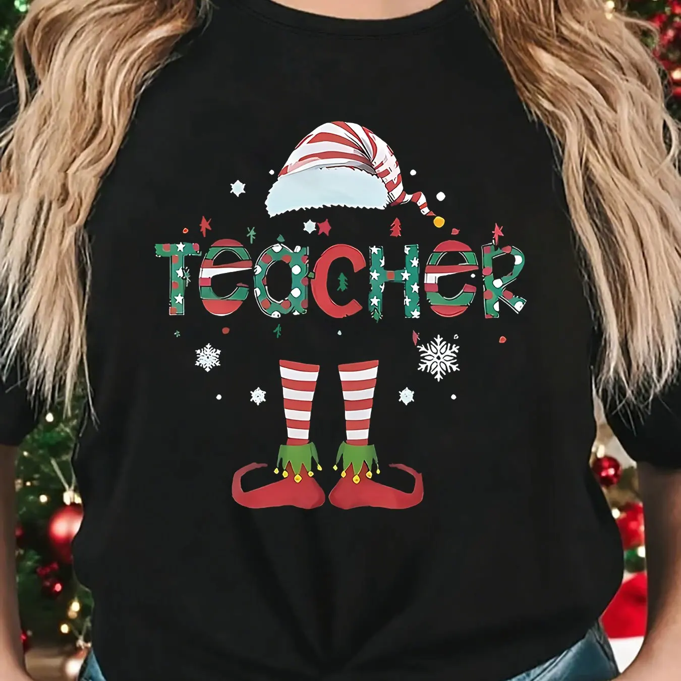 

3D Christmas Elements Print Women 's T-shirt Fashion Casual Short Sleeve Tops X'mas Theme Oversized New Year Y2k Female Clothing