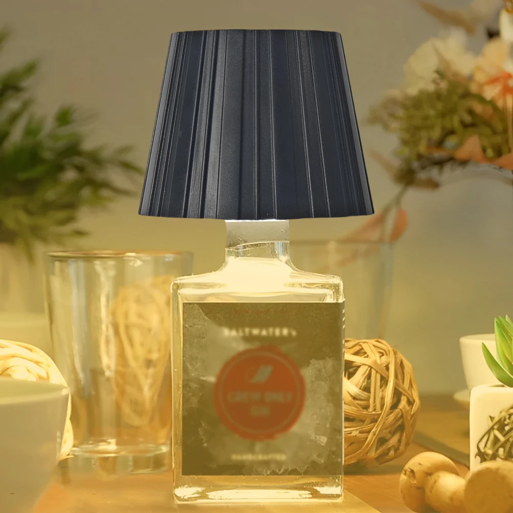 LED Table Lamp Rechargeable 2000mAh Wireless Touch Table Lamp 3 Colors Dimmable LED Wine Bottle Lamp for Family Restaurant & Bar