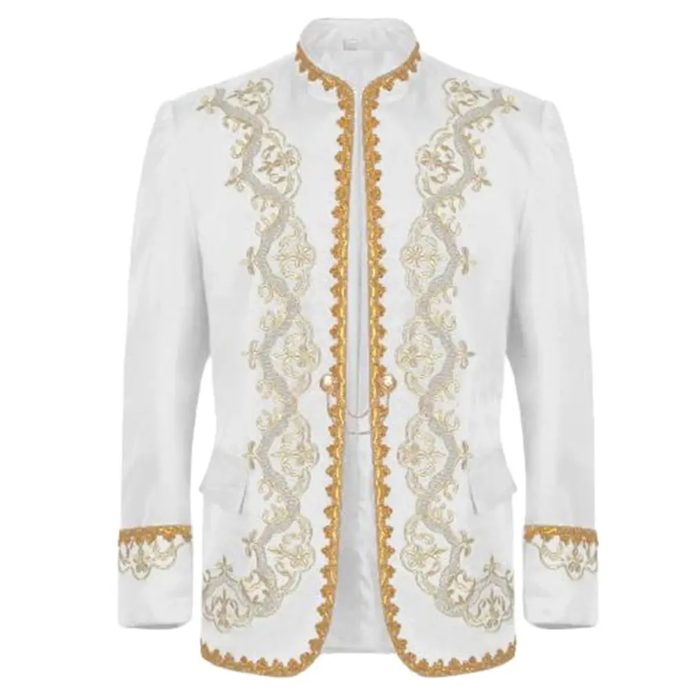 

Medieval Gothic Costume for Men Embroidery Baroque CosplayJacket Luxury Wedding Stage Party Stage Performance Palace Blazer