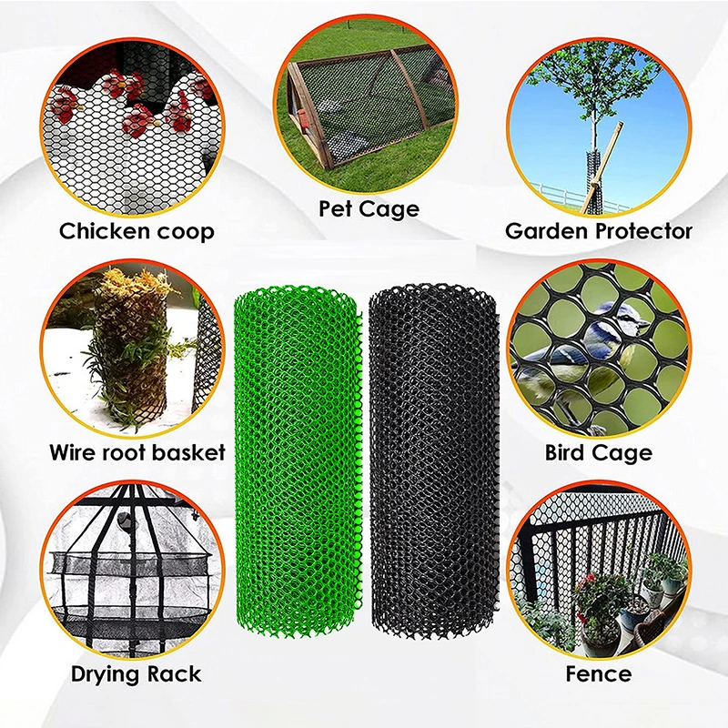 Heavy-Duty Plastic Chicken Black Wire Fence Mesh for Gardening, Barrier Netting, Poultry Dogs Rabbit Fencing