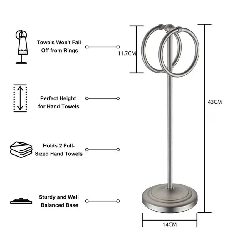 AEE3-1 Piece Stainless Steel Floor-To-Ceiling Towel Rack Vertical Towel Ring Silver Metal Removable Without Punching