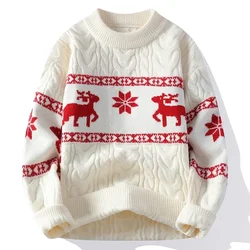 2024 Nieuwe Herfst Winter High End Luxe Kasjmier Trui Mannen Dikke Warme Heren Truien Met Herten Koreaanse Harajuku Kerst Jumper