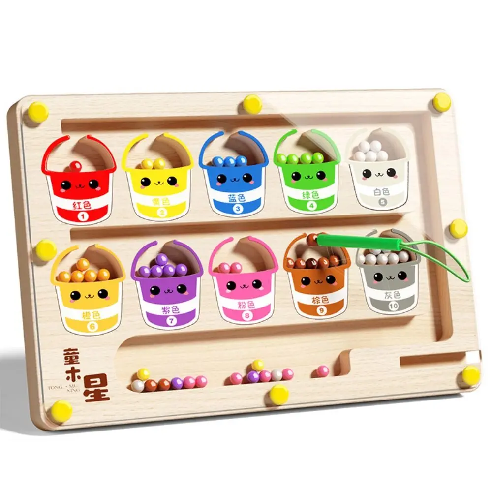 Jogo de posicionamento de madeira montessori colorido brinquedos de treinamento de concentração infantil magnético engraçado jogos de classificação de cores magnéticas