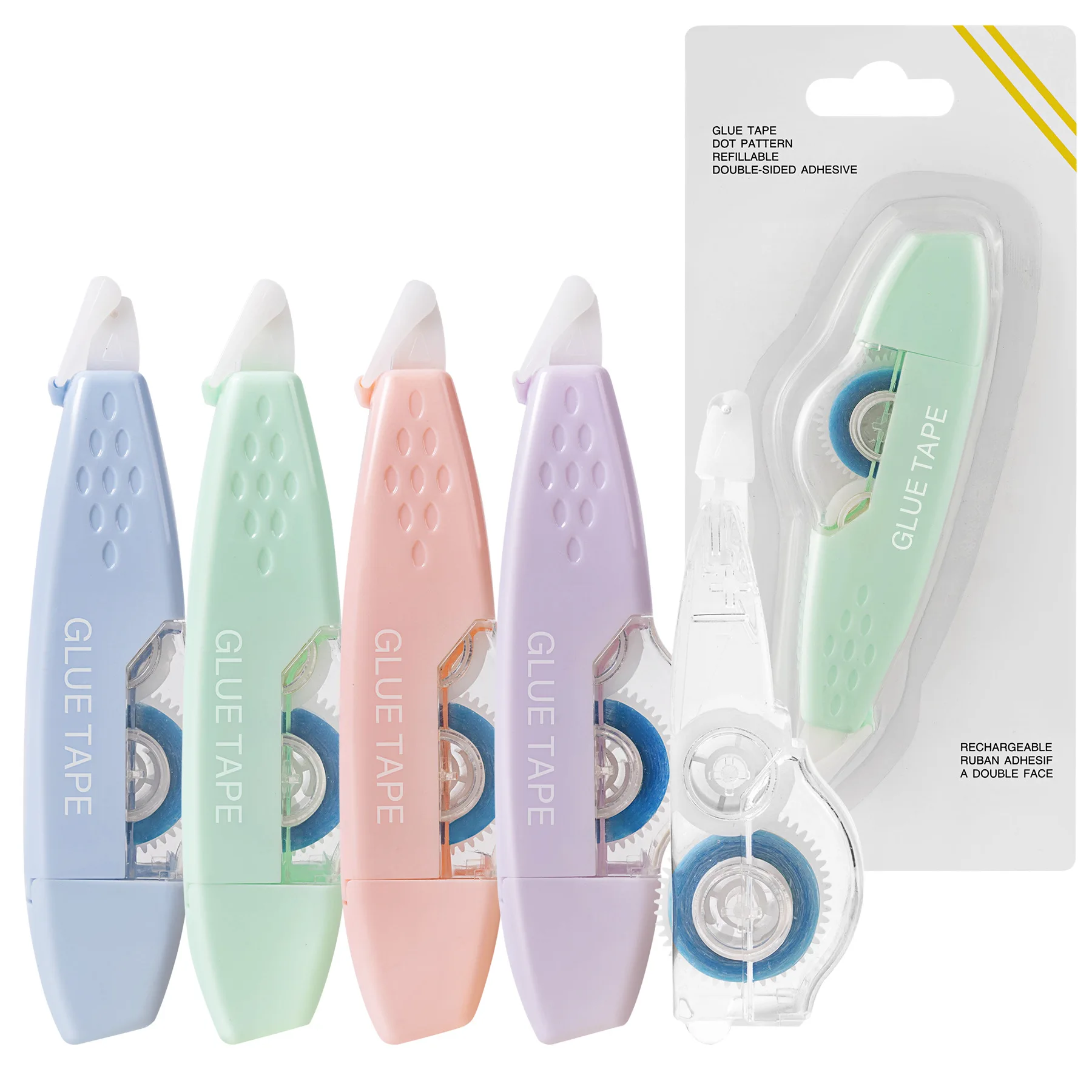 Cinta dispensadora de doble cara, núcleo interno reemplazable, suministros de papelería escolar para álbumes de recortes, cinta enrollable, 4 Uds.