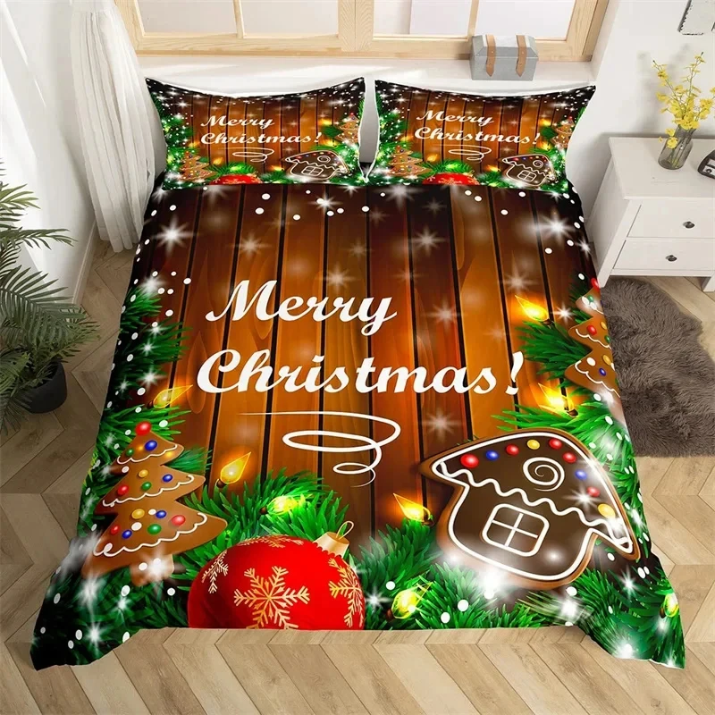 

Merry Christmas Duvet Cover Christmas Theme Bedding Set Microfiber Cartoon Comforter Cover Xmas New Year Gift Twin Queen Bed Set