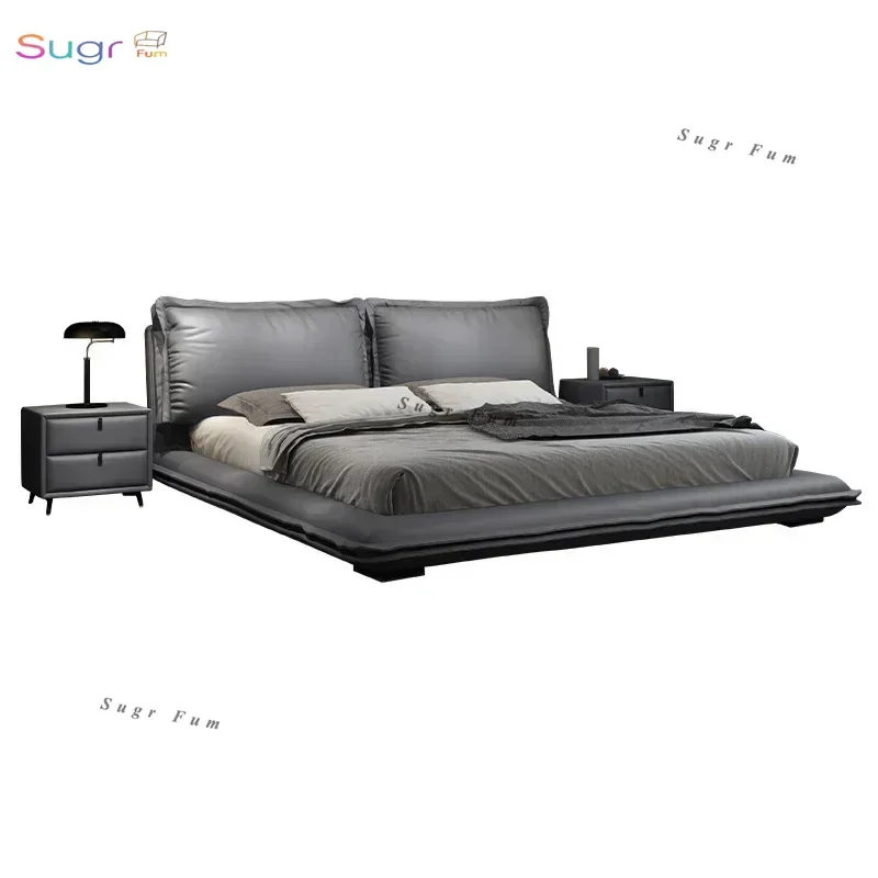 

Baxter's minimalist elephant ear leather bed is light and luxurious, modern and simple, and the double master bedroom bed is hig