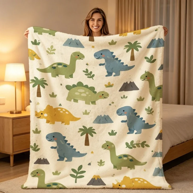 Cute Baby Pegasus Cartoon Throw Blanket,White Winged Horse On Cloud Print Soft Warm Sofa Bed Cover,Light‑blue Home Blanket