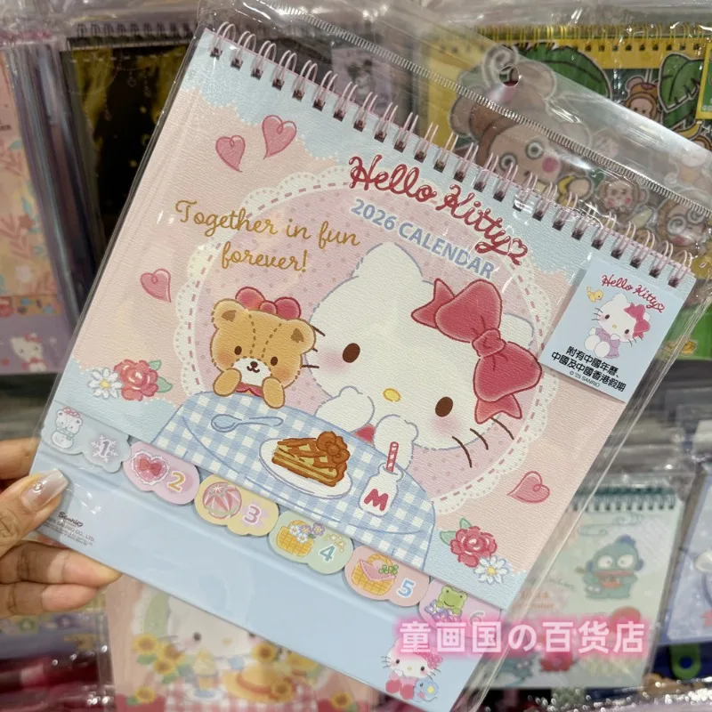 

Календарь Sanrio на 2026 год, маленькие звезды-близнецы Kuromi Hangyodon Keroppi, мультяшный настольный календарь, декоративные украшения, аниме, плюшевые игрушки, подарок