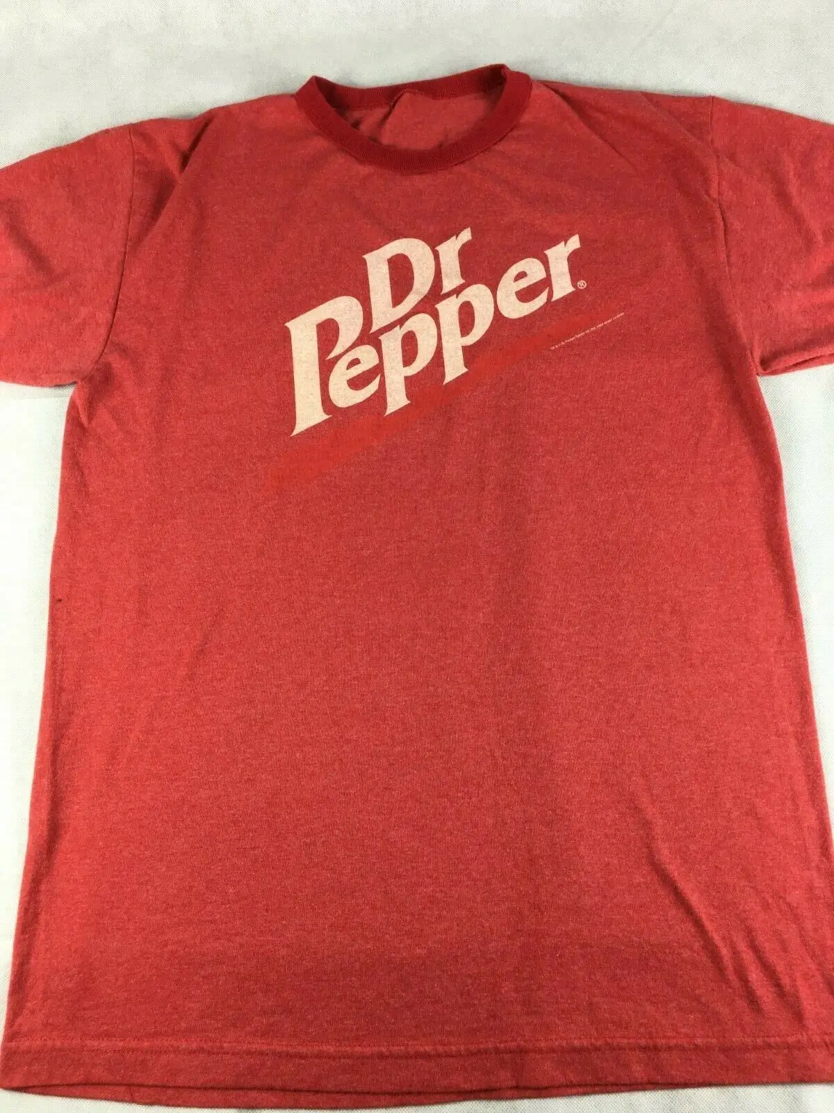 Dr Pepper Mens T Shirt Vintage Size Medium Ringer  Red