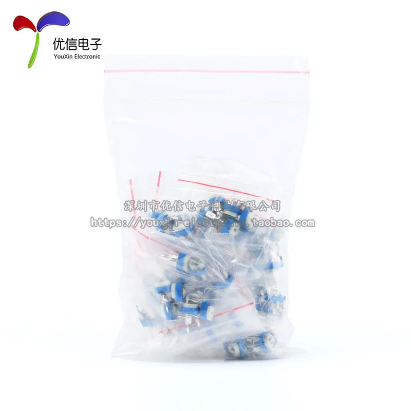 Horizontal blue and white adjustable resistor pack, blue and white adjustable potentiometer 100 ohm-1M 13 kinds, 5 each