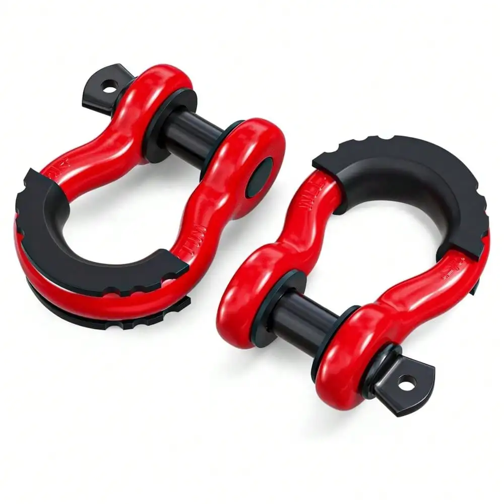 2PC D Ring Shackle, 42,000lb Break Strength, D Ring Shackles 3/4 Inch With Black Isolator Washer And 7/8