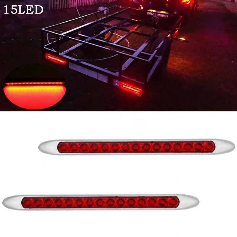 

2PCS Car LED Tail Light Waterproof 15LED Brake Stop Turn Signal Lights DRL Trailer Truck Caravan Side Rear Taillight 12V 24V