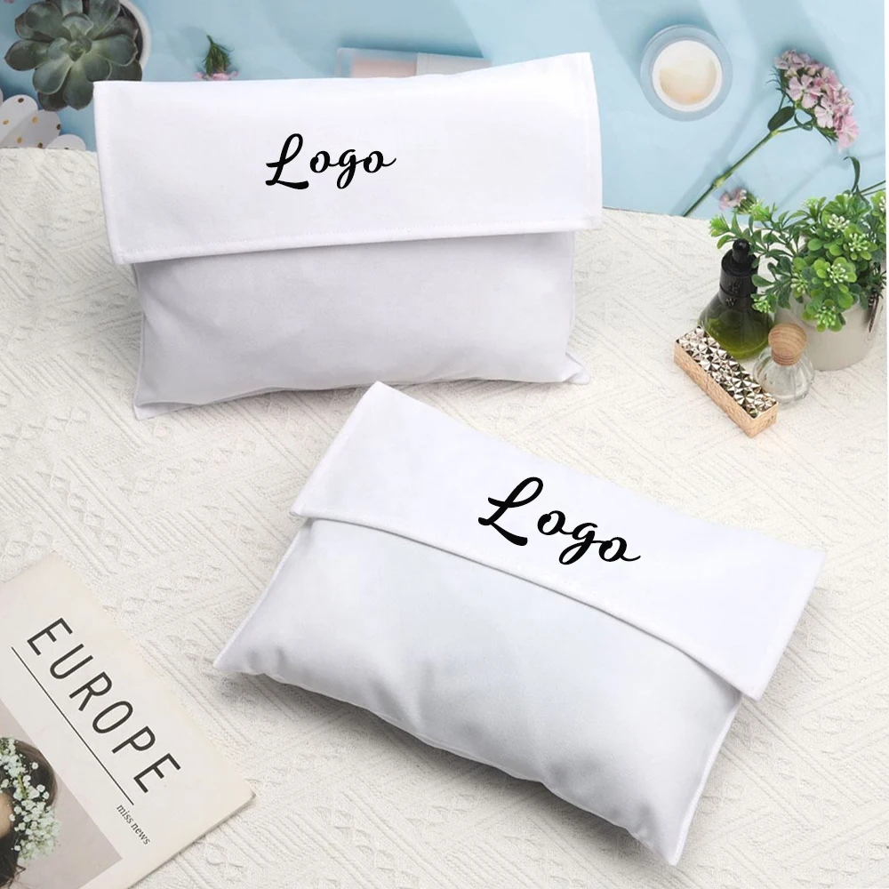 

50Pack White Cotton Envelope Packaging Pouch Custom Logo Printed Shoe Handbag Books Jewelry Storage Velvet Dust Organizer Bags